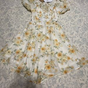 Blu Pepper Floral Mini Dress in Yellow and Cream